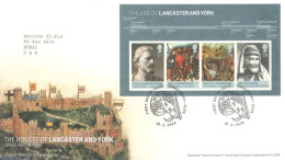 GREAT BRITAIN - 2008, FDC OF MINIATURE STAMPS SHEET OF THE HOUSES OF LANCASTER AND YORK, KINGS AND QUEENS.. - Cartas & Documentos