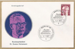 DE.- ERSTTAGSBRIEF. BUNDESPRASIDENT Dr. GUSTAV HEINEMANN. ERSTAUSGABE. 5.7.1972. POSTWERTZEICHEN DAUERSERIE. BERLIN 12 - 1971-1980