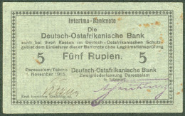 German East Africa 5 Rupien 1. Nov. 1915 Rosenberg Nr.912e RARITÄT, II-III - Deutsch-Ostafrikanische Bank