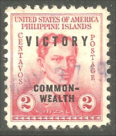 XW01-3075 USA Philippines Jose Rizal Surcharge COMMONWEALTH And VICTORY - Filippine