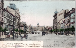 Prag , Wenzelsplatz (sent From Praha To Denmark 1907) - Tchéquie
