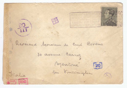 Occupation Italienne En France 1942 Menton Mentone Cachet Bandeau Censure Censura Cachet Posta Estera - Sonstige & Ohne Zuordnung