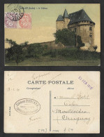 SE)1910 FRANCE, BALLON-SARTHE CASTLE POSTCARD, PAIR ALLEGORY ON THE FRONT, CIRCULATED TO MONTEVIDEO - URUGUAY, VF - ....-1700: Voorlopers