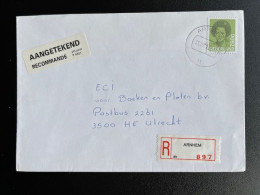 NETHERLANDS 1992 REGISTERED LETTER ARNHEM TO UTRECHT 31-12-1992 NEDERLAND AANGETEKEND - Cartas & Documentos