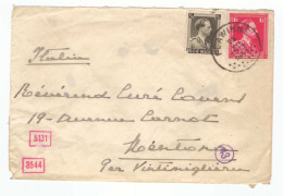 Lettre Occupation Italienne En France 1941 Menton Mentone Cachet Bandeau Censure Geoffnet Flawinne - Altri & Non Classificati