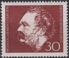 1966 Deutschland > BRD, ** Mi:DE 528, Sn:DE 968, Yt:DE 385, Werner Von Siemens - Elektrizität