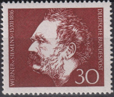 1966 Deutschland > BRD, ** Mi:DE 528, Sn:DE 968, Yt:DE 385, Werner Von Siemens - Fabrieken En Industrieën