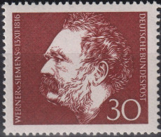 1966 Deutschland > BRD, ** Mi:DE 528, Sn:DE 968, Yt:DE 385, Werner Von Siemens - Usines & Industries