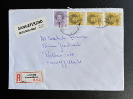 NETHERLANDS 1992 REGISTERED LETTER ARNHEM ELDERVELDPLEIN TO UTRECHT 01-04-1992 NEDERLAND AANGETEKEND - Cartas & Documentos