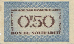 Bon De Solidarité France 0.50 Franc - Pétain 1941 / 1942 KL.01 - Bons & Nécessité