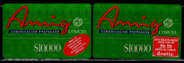 TT99-COLOMBIA PREPAID CARDS - 2001 - USED - AMIGO - $ 10.000- 2 DIFFERENT - Colombie