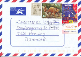 Israel Air Mail Cover Sent To Denmark 2009 With Topic Stamp BROWN BEAR - Poste Aérienne