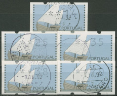 Portugal ATM 1992 Segelschiffe Satz 5 Werte 14/25/35/38/70 ATM 5 S Gestempelt - Vignette [ATM]