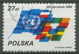 Polen 1985 40 Jahre Vereinte Nationen Flaggen 3004 Gestempelt - Oblitérés
