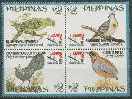 Philippinen 1994 ASEANPEX Tiere Vögel Papagei Pfau 2452/55 ZD Postfrisch - Filipinas