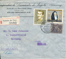 Portugal Registered Cover Sent Air Mail To Denmark 16-4-1959 Sealed On The Backside - Briefe U. Dokumente