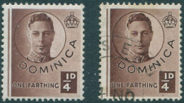 Dominica 1940 SG109 ¼c Brown KGVI MNG And FU (amd) - Dominica (1978-...)