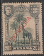 Niassa – 1922 King Manuel Surcharged 20 Centavos Over 200 Réis Mint Stamp - Nyassa