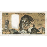 France, 500 Francs, Pascal, 1971, K.27, TB, Fayette:71.7, KM:156b - 500 F 1968-1993 ''Pascal''