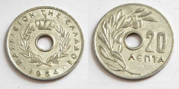 Moneda Grecia 20 Lepta 1954 - Zonder Classificatie