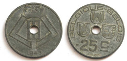 Moneda Bélgica 25 Centimes 1943 - Zonder Classificatie