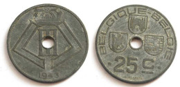 Moneda Bélgica 25 Centimes 1943 - Ohne Zuordnung