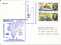 USSR Ship Cover Paquebot Postal Due T Sent To Germany Geiranger 7-8-1983 From T/S Maxim Gorki Iceland - Spitsbergen - No - Lettres & Documents