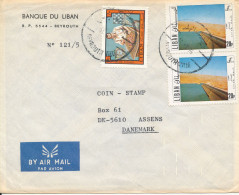 Lebanon Air Mail Sent To Denmark 11-8-1974 With Topic Stamps - Liban