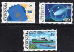 Micronesia 2 X Serie 3v 1986 1st Passport - Halley's Commet Ship MNH - Micronesia