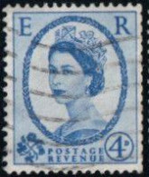 GB 1958 Yv. N°332Aa - 4p Bleu Filigrane Couché - Oblitéré - Gebraucht