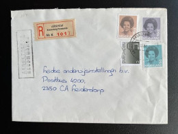 NETHERLANDS 1984 REGISTERED LETTER ARNHEM KRONENBURG PROMENADE TO LEIDERDORP 09-04-1984 NEDERLAND AANGETEKEND - Cartas & Documentos