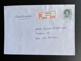 NETHERLANDS 1988 REGISTERED LETTER ARNHEM LANGEWAL TO ARNHEM 30-12-1988 NEDERLAND AANGETEKEND - Covers & Documents