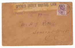 Lettre Cachet 1901 Enveloppe Affranchie Etat D'Orange Bandeau Opened Under Martial Law Censure Censor - Oranje-Freistaat (1868-1909)