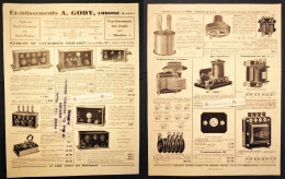 ● AMBOISE Ets A. GODY - Publicité Postes TSF - Extrait Catalogue 1926 1927 - Fournisseur Cour Royale De Roumanie - Pubblicitari