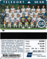 Denmark - Fyns - OB Football Team - TDFS014 - 01.1995, 10.000ex, 20kr, Used - Danimarca
