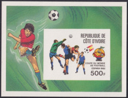 F-EX48944 YVORY COAST MNH 1982 CHAMPIONSHIP SOCCER FOOTBALL IMPERF CARDBOARDO.  - 1982 – Espagne