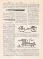 Lámina Cañones De Artillería. Piezas. Diccionario Enciclopédico Hispano-Americano 1888 - Other & Unclassified