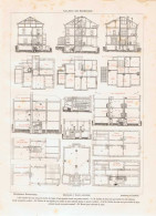 Lámina Caldeo De Edificios. Planos. Diccionario Enciclopédico Hispano-Americano 1888 - Autres & Non Classés