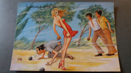 CPSM  PETANQUE JEUX DE BOULES ILLUSTRATEUR CARRIERE QU IMPORTE LE MISTRAL NOUS JOUONS FEMME SEXY ED PHOTOCHROM - Bowls