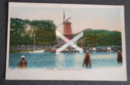 HAARLEM SPAARNE MET WINDMOLEN OLD COLOUR POSTCARD HOLLAND NETHERLANDS - Haarlem