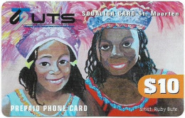 St. Maarten (Antilles Netherlands) - UTS Soualiga - Painting 2, Remote Mem. 10$, Used - Antillas (Nerlandesas)