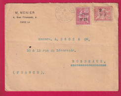 CHINE CHINA SHANG HAI 1912 TYPE MOUCHON POUR BORDEAUX LETTRE - Storia Postale