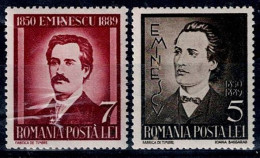 ROMANIA 1939 50TH DEATH ANNIVERSARY OF MIHAI EMINESCU MI No 596-7 MNH VF!! - Ungebraucht