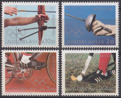 F-EX47618 YUGOSLAVIA MNH 1980 MOSCOW OLYMPIC GAMES ARCHERY FENCING CYCLE BICYCLE HOCKEY.  - Summer 1980: Moscow