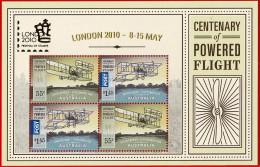 Australia 2010 Centenary Of Powered Flight  Minisheet Overprinted LONDON 2010 MNH - Nuevos