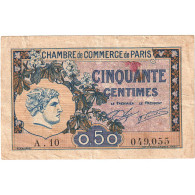 France, 50 Centimes, PIROT 97.31, 1922, A.10, PARIS, TTB - Chamber Of Commerce