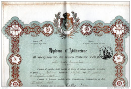 1909  GRANDE DIPLOMA DI ABILITAZIONE ALL'INSEGNAMENTO DEL LAVORO MANUALE   SCOLASTICO - Diploma & School Reports