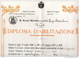 1913 GRANDE  DIPLOMA D'ABILITAZIONE ALL'INSEGNAMENTO ELEMENTARE - Diploma & School Reports