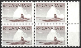 CANADA...QUEEN ELIZABETH II...(1952-22..)..." 1955."....10c X BLOCK OF 4.....MARGINAL.....SG477......MH.... - Blocks & Sheetlets