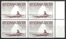 CANADA...QUEEN ELIZABETH II...(1952-22..)..." 1955."....10c X BLOCK OF 4.....MARGINAL.....SG477......MH.... - Blokken & Velletjes